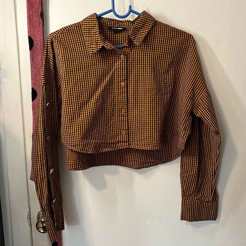 Plaid Crop Top button down